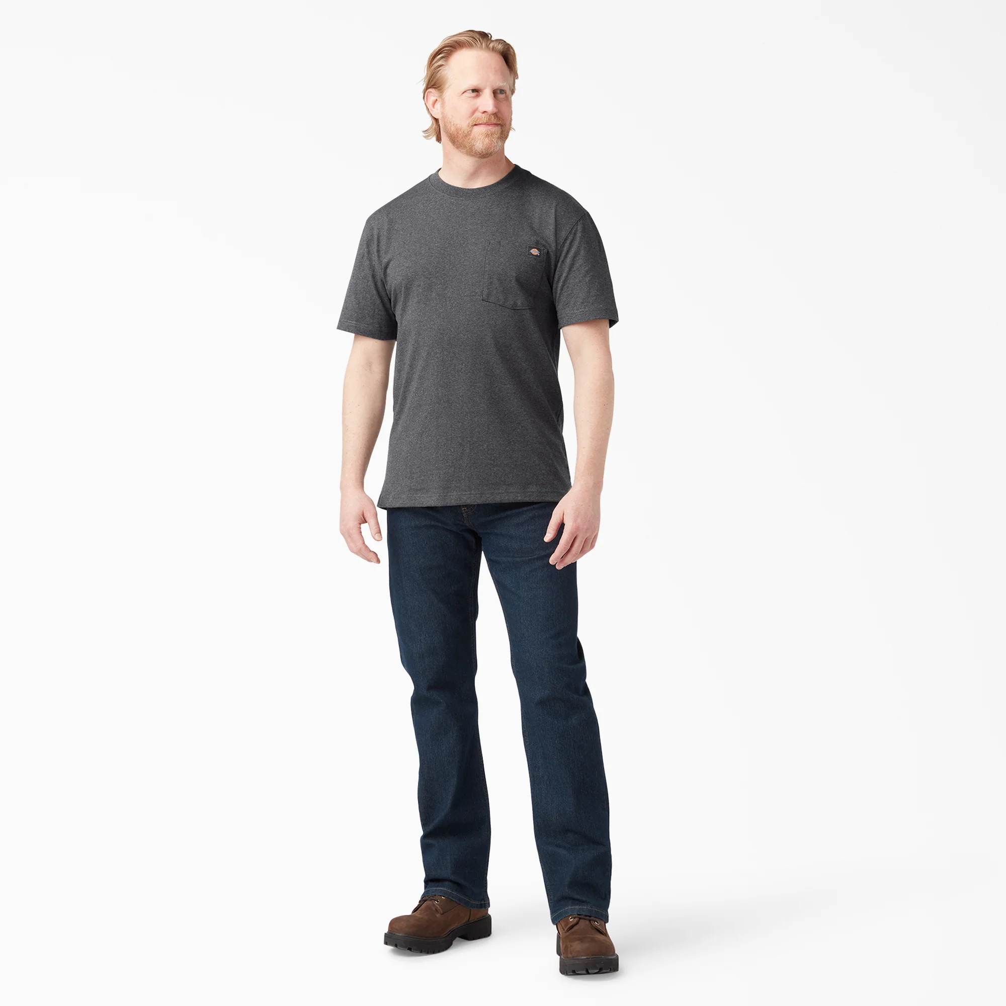 Heavyweight Heathered Short Sleeve Pocket T-Shirt - Image 4